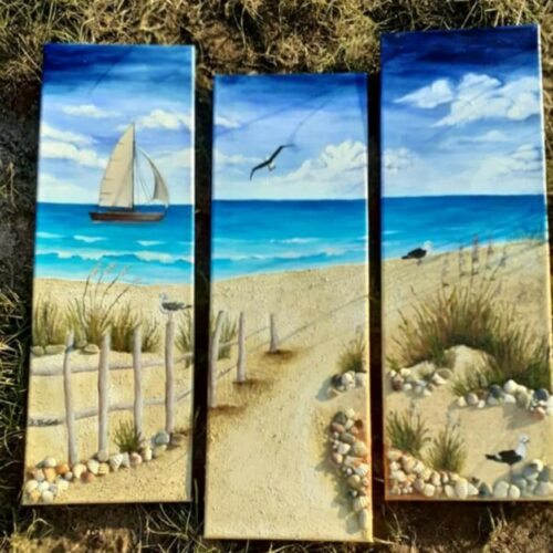 Homokos tengerpart – akrilfestmény