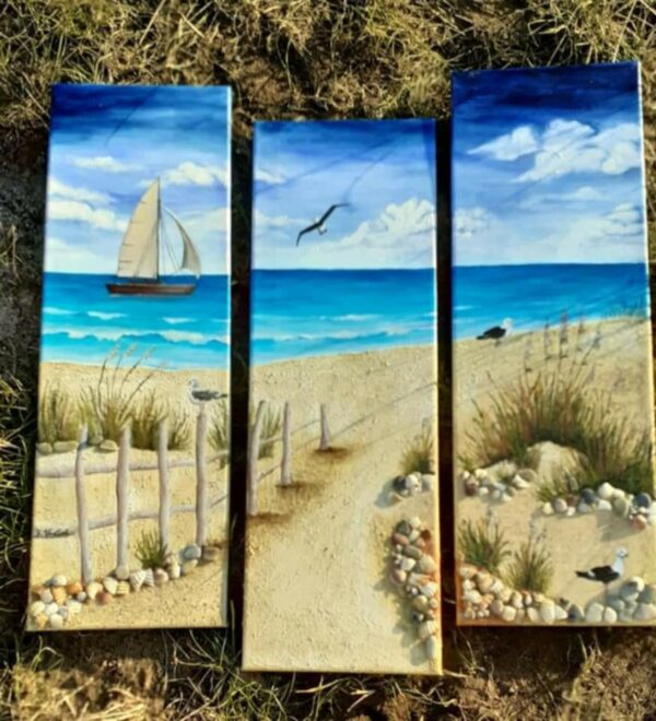 Homokos tengerpart – akrilfestmény