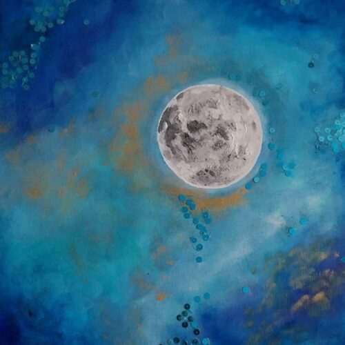 A Hold – vegyes technika (keretezett)