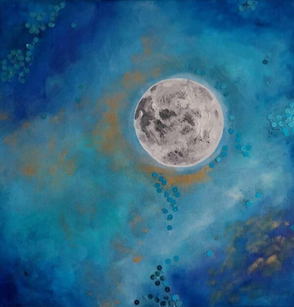 A Hold – vegyes technika (keretezett)