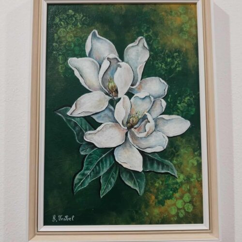 Magnóliák – akrilfestmény (keretezett)