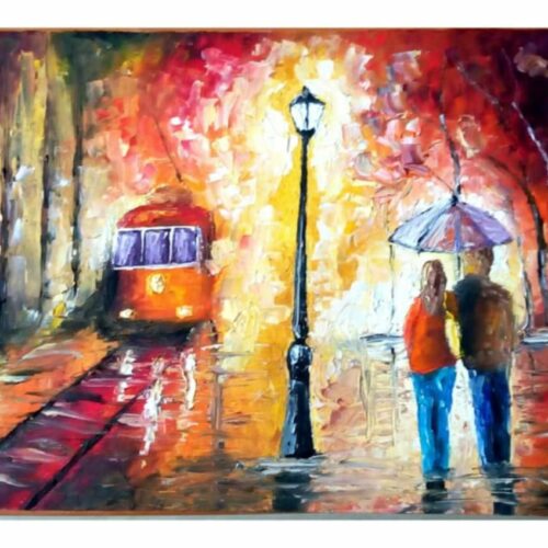 Villamossal – olajfestmény (keretezett)