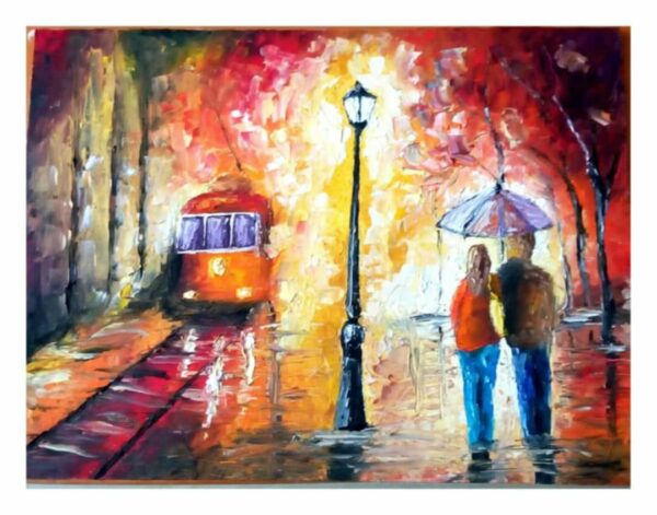 Villamossal – olajfestmény (keretezett)