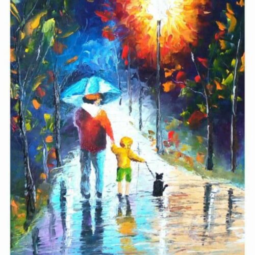 Sétáltatás – olajfestmény (keretezett)