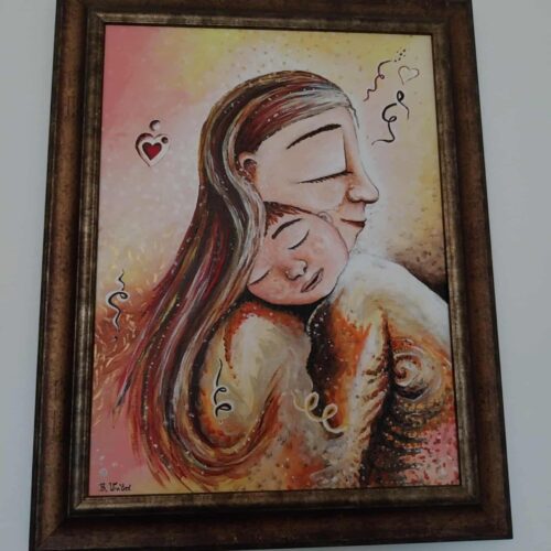 Anyai szeretet – akrilfestmény (keretezett)