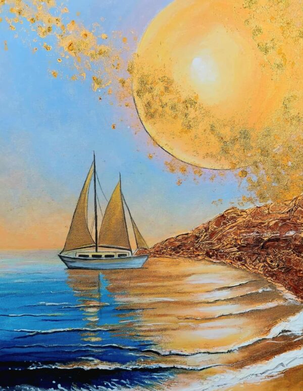 nVgKRfaY Aranyló naplemente – akrilfestmény