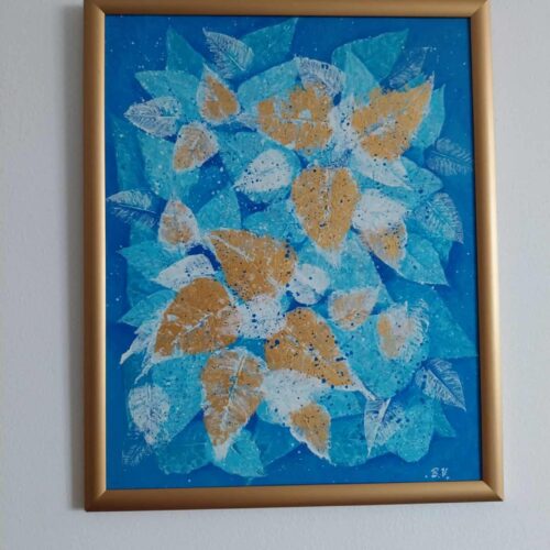 Falevelek – akrilfestmény (keretezett)