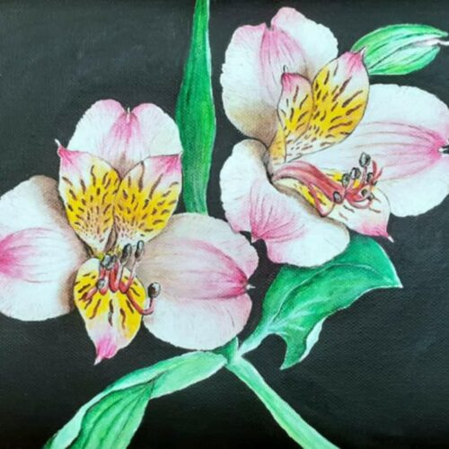 Orchideák – akrilfestmény