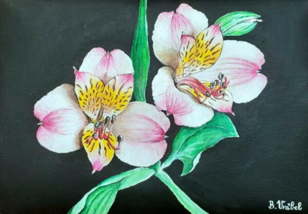 Orchideák – akrilfestmény